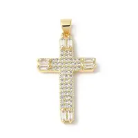Brass Micro Pave Cubic Zirconia Cross Pendants