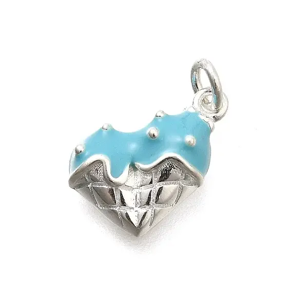 925 Sterling Silver Enamel Heart Ice Cream Charms