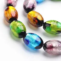 Handmade Silver Foil Glass Oval Beads