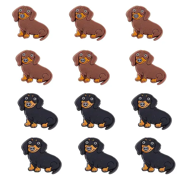 12Pcs 2 Colors Dog Food Grade Eco-Friendly Silicone Focal Beads