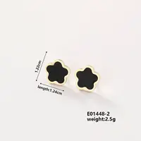 304 Stainless Steel Elegant Five-Leaf Flower Stud Earrings for Women