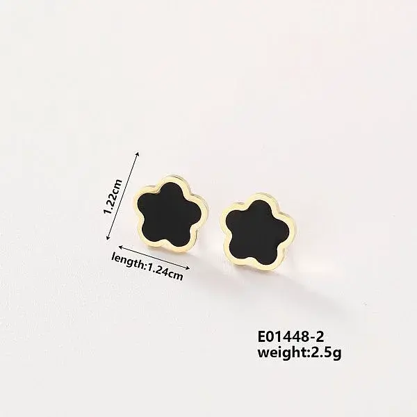 304 Stainless Steel Elegant Five-Leaf Flower Stud Earrings for Women