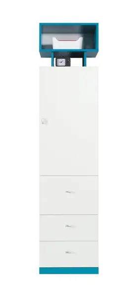 Skříň moli 4 - bílý lux/tyrkys