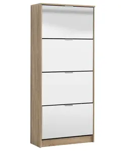 Výklopný botník 4-dvířkový se zrcadlem vincent - dub sonoma