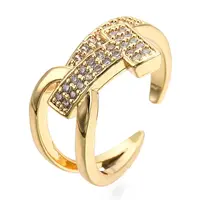 Cubic Zirconia Initial Letter T Open Cuff Ring