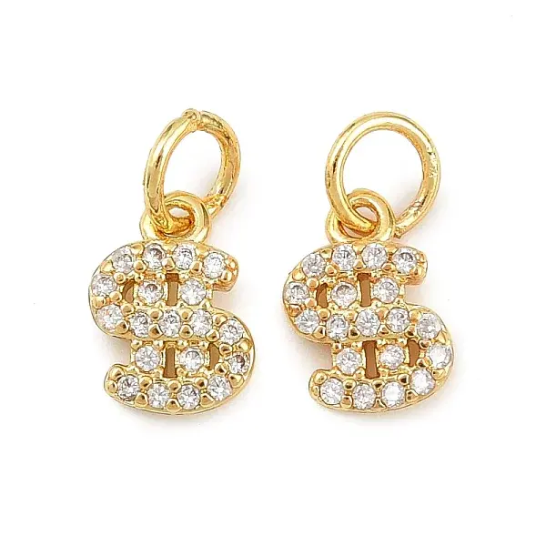 Brass Micro Pave Cubic Zirconia Charms