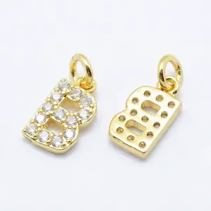 Brass Micro Pave Grade AAA Cubic Zirconia Charms