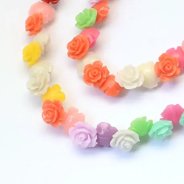 Flower Dyed Synthetic Coral Beads