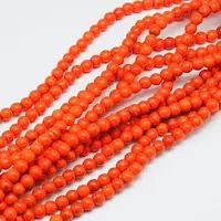 1 Strand Dyed Orange Red Round Synthetic Turquoise Beads Strands