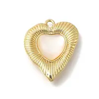 Brass Pave Natural White Shell Pendants