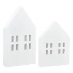 4Pcs 2 Styles Christmas Wood House Display Decorations