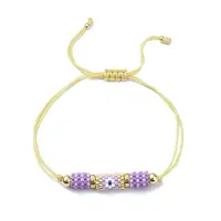 Glass Seed Column with Evil Eye Link Bracelet