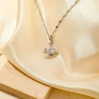 Shiny Bird Brass Micro Pave Clear Cubic Zirconia Pendant Necklaces