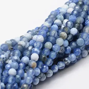 Faceted Natural Agate Round Beads Strands