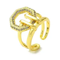 Brass Micro Pave Cubic Zirconia Open Cuff Rings