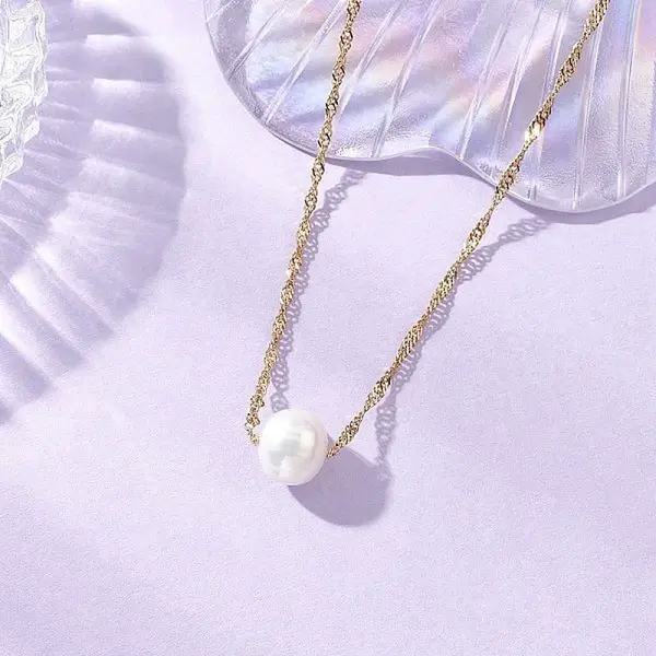 Natural Cultured Freshwater Pearl Potato Pendant 304 Stainless Steel Singapore Chains Necklaces