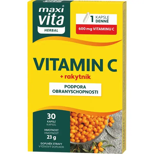 Maxi Vita Herbal Vitamín C + Rakytník kapsle pro podporu imunitního systému 30 cps