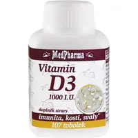 MedPharma Vitamín D3 1000 I.U. tobolky pro normální funkci imunitního systému, stav kostí, zubů a činnost svalů 107 tbl