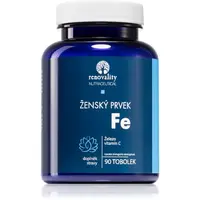 Renovality Ženský prvek Fe tobolky pro normální tvorbu červených krvinek a hemoglobinu pro ženy 90 cps