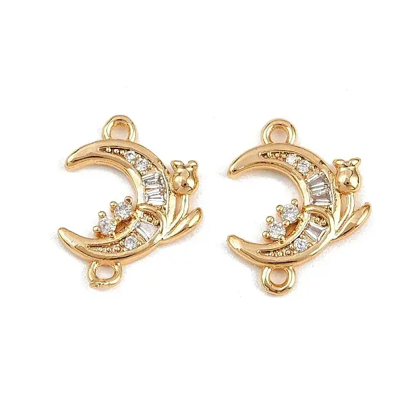 Brass Pave Clear Cubic Zirconia Connector Charms