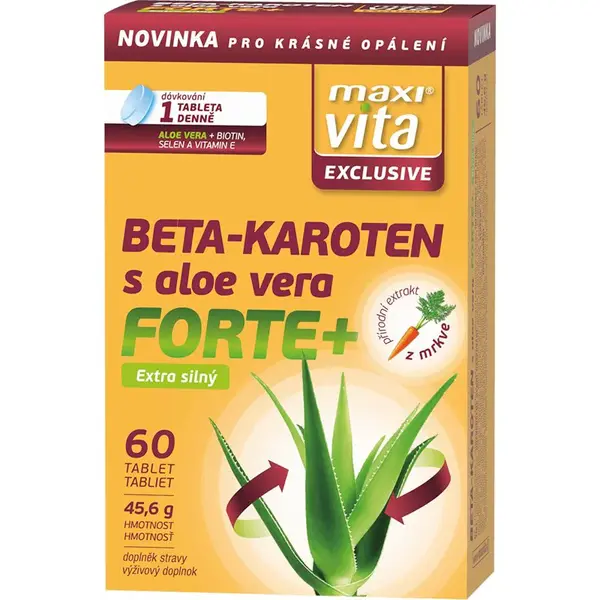 Maxi Vita Exclusive Beta-karoten s aloe vera tablety pro podporu opálení 60 tbl