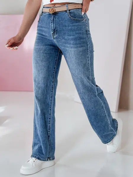 Spodnie damskie jeansowe straight VELLISATE niebieskie Dstreet