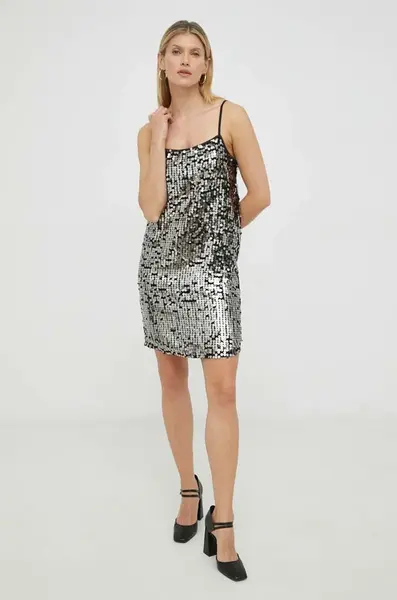 Šaty Gestuz stříbrná barva, mini