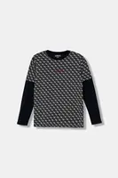 Dětské bavlněné tričko s dlouhým rukávem Guess