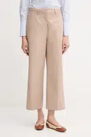 Kalhoty Tommy Hilfiger dámské, béžová barva, široké, high waist, WW0WW45791