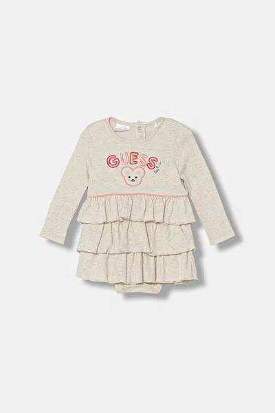 Dětské bavlněné šaty Guess béžová barva, mini, S5YG06 KAE14