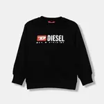 Dětská bavlněná mikina Diesel SDROPS OVER SWEAT-SHIRT černá barva, s potiskem, J02483