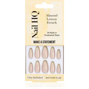 Nail HQ Almond Lemon French umělé nehty s lepidlem 24 ks
