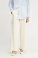 Kalhoty BOSS Orange dámské, béžová barva, high waist, 50541934