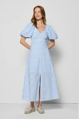 Šaty Bizuu FELICITE modrá barva, maxi, FELICITE BLUE