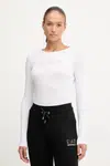 Tričko s dlouhým rukávem EA7 Emporio Armani bílá barva