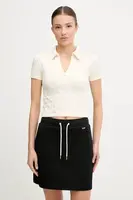 Polo tričko Guess PEONY dámské, béžová barva, V5YP10 Z3OA0