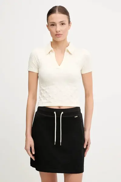 Polo tričko Guess PEONY dámské, béžová barva, V5YP10 Z3OA0