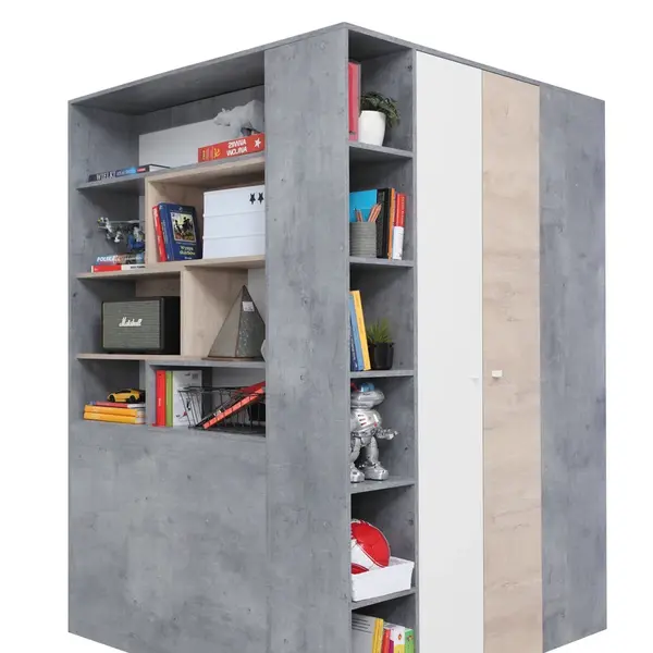 Rohová skříň Sigma SI1 Barva korpusu: Beton/Bílá/Dub, Varianta Si: Levá