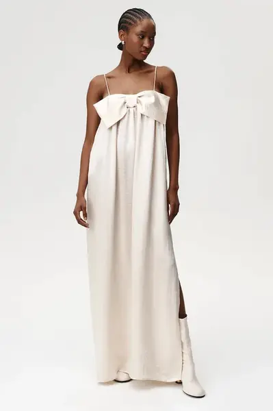 Šaty Undress Code béžová barva, maxi, oversize, 1038