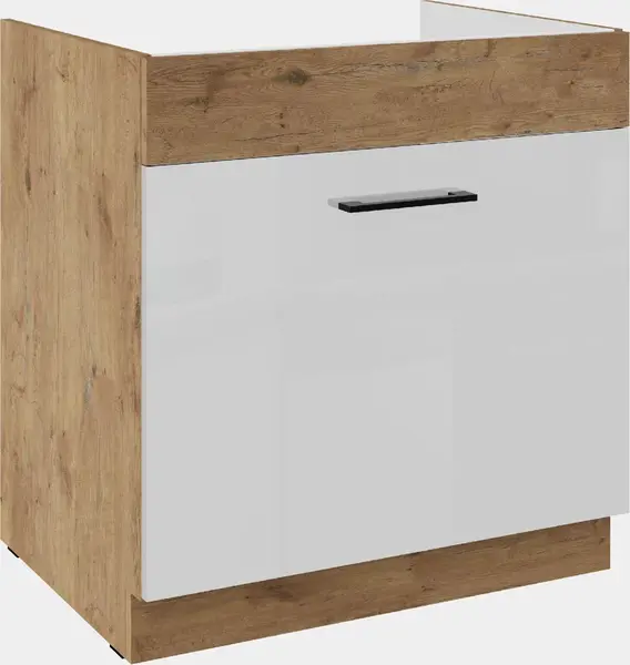 Spodní skříňka pod dřez Vigo 80 ZL 1S BB - Premium Box Barva korpusu: Dub Lancelot, Barva dvířek: Bílý lesk