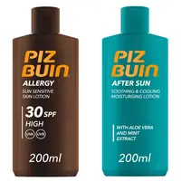 Piz Buin Set Allergy Lotion SPF 30 + After Sun Moisturising Lotion opalovací krém a zklidňující krém po opalování 200 ml + 200 ml