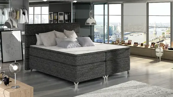Boxspring Amadeo Rozměr: 160 x 200 cm, látka: Berlin 02, Varianta: S LED osvětlení