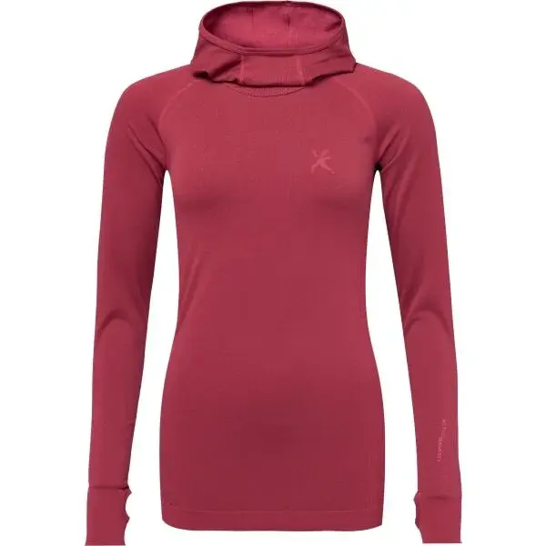 Klimatex HERRON SEAMLESS Dámský bezešvý pulovr s kapucí, vínová, velikost