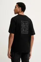 Bavlněné tričko HUGO Dadsu pánské, černá barva, s aplikací, 50546779