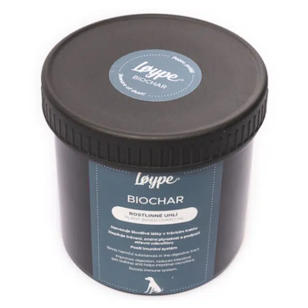 LØYPE Biochar Rostlinné uhlí pro podporu zažívání psů a koček 120 g