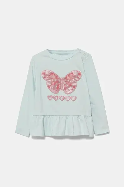 Dětské bavlněné tričko s dlouhým rukávem Guess modrá barva, A5YI01 K6YW4