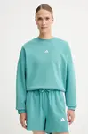 Mikina adidas Essentials dámská, tyrkysová barva, hladká, JV7299