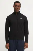 Mikina EA7 Emporio Armani pánská, černá barva, s potiskem, PJVRZ.8NPM31