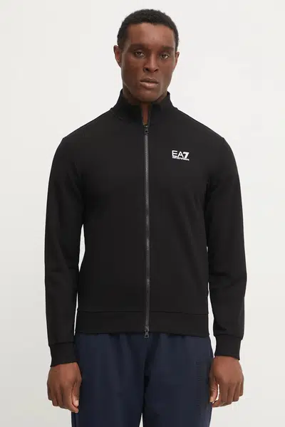 Mikina EA7 Emporio Armani pánská, černá barva, s potiskem, PJVRZ.8NPM31