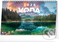 NOTIQUE Stolový kalendár Voda 2026 (riadkový, slovenské a české menné kalendárium)